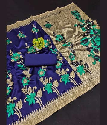 Kanooda Prints Art Silk Printed Saree With Unstitched Blouse Piece ( Maroon )