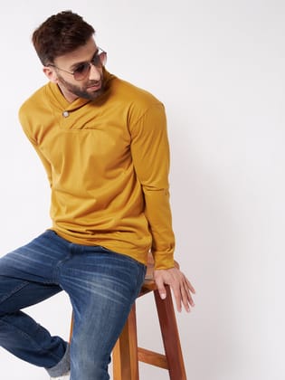 Yellow Trendy Shawl Neck Solid Sweatshirt - XL Yellow Trendy Shawl Neck Solid Sweatshirt - XL