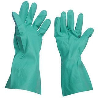 AABHA Household Hand Gloves Dish Washing Cleaning Washroom Kitchen Utensils Reusable Gloves, Green, 2 Pair
