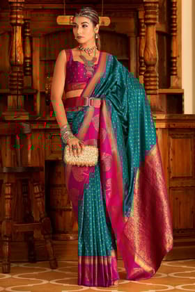 Blue Banarasi Silk Saree