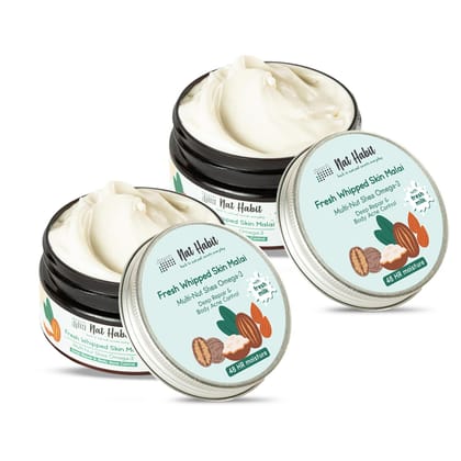 Nat Habit Multi-Nut Omega 3 Moisturiser, Skin Malai, Body Cream, Body Butter, Cold Cream Winter | Hydration, Skin Repair & 48 HR Moisture, Body Lotion - 120ml (Pack of 2) Nat Habit Multi-Nut Omega 3 Moisturiser, Skin Malai, Body Cream, Body Butter, Cold 