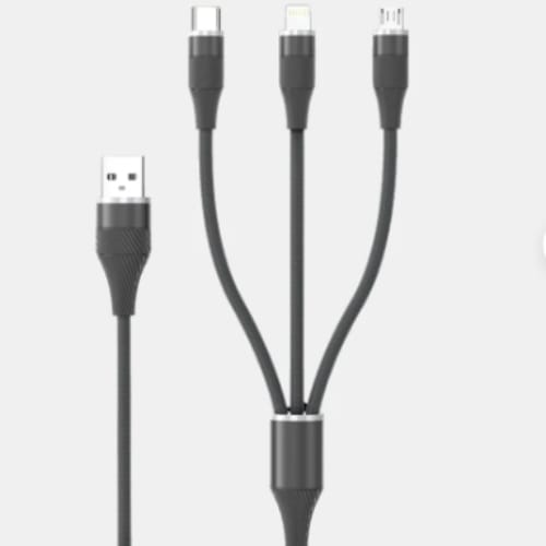 Walta Elite Wave 1 Pro Advance 3-in-1 Fast Charging Cable, Type-C, Lightning &amp; Micro USB, Universal Compatibility