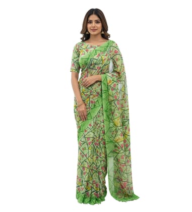 GENERIC Women's Georgette Printed Saree With Unstitched Blouse 5.5Mtr (Green)-PID67520 GENERIC Women's Georgette Printed Saree With Unstitched Blouse 5.5Mtr (Green)-PID67520