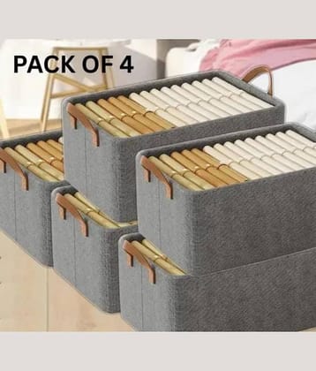 (Pack of 4) 26 Ltr Foldable Wardrobe Organizer for Clothes Toys and Books Smart Space-Saving Storage Box for Efficient Organization Ideal for Closets (Pack of 4)