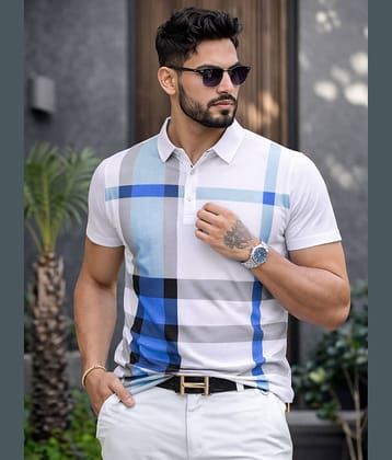 Eyebogler Cotton Blend Regular Fit Checks Half Sleeves Men's Mandarin Collar T-Shirt - Multicolor ( Pack of 1 )