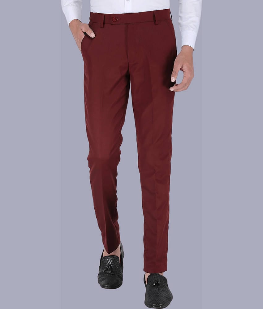 CLARE&CLARA Maroon Regular Formal Trouser ( Pack of 1 )
