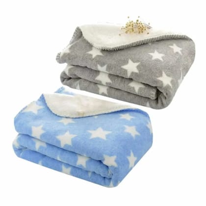 3-in-1 Flannel Swaddle Blanket | Set of 2 Blue - Grey