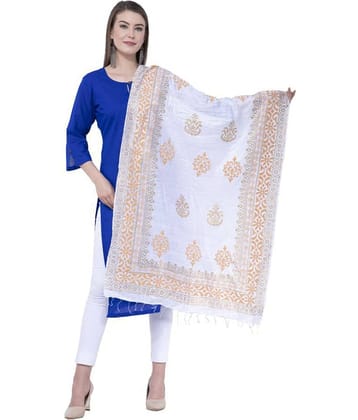 A R Silk White Silk Self Dupatta