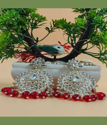 Jiyanshi fashion Red Chandbalis Earrings ( Pack of 1 )
