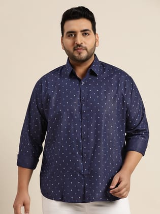 Mens Cotton Blend Navy blue & Grey Printed-46