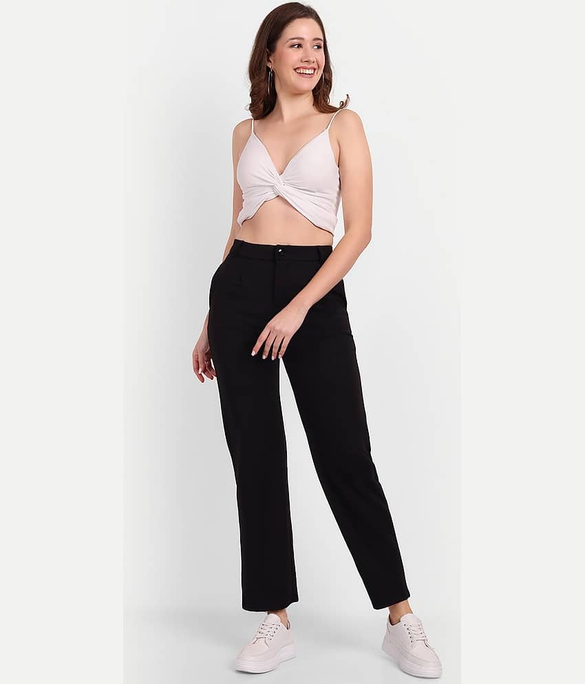 Broadstar Pack of 1 Polyester Straight Women's Casual Pants ( Black )