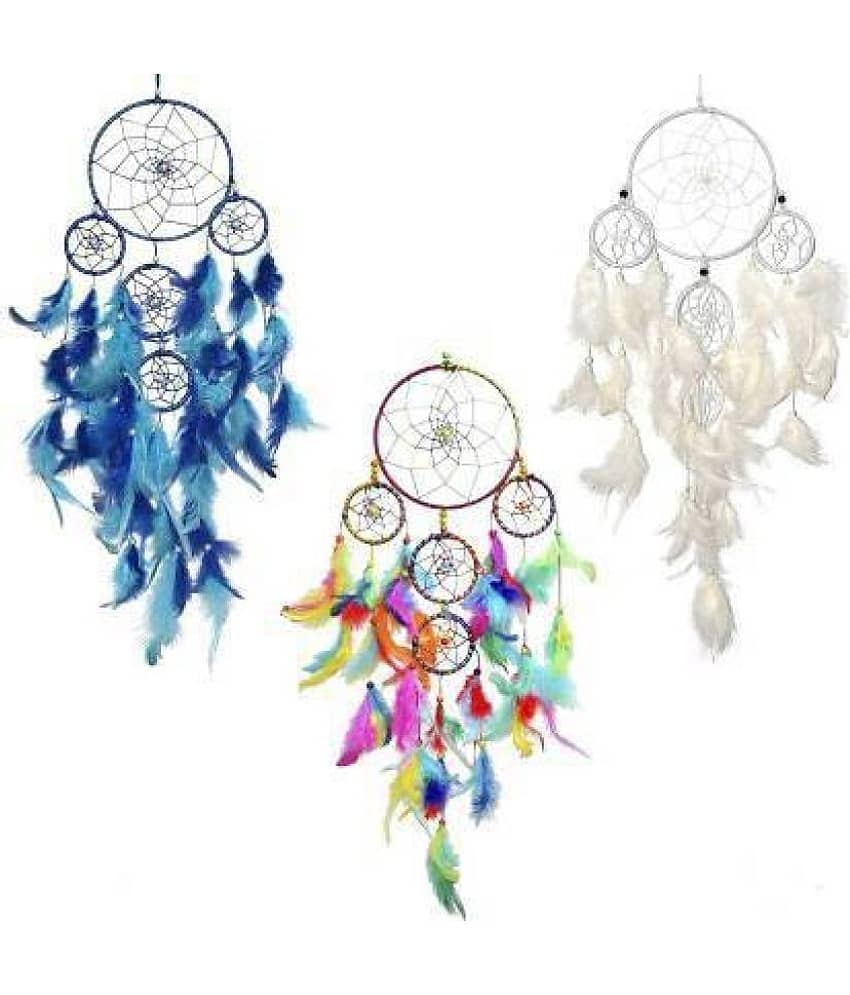 new lucky Feather Multicolour Dream Catcher - Pack of 3 ( X cms )