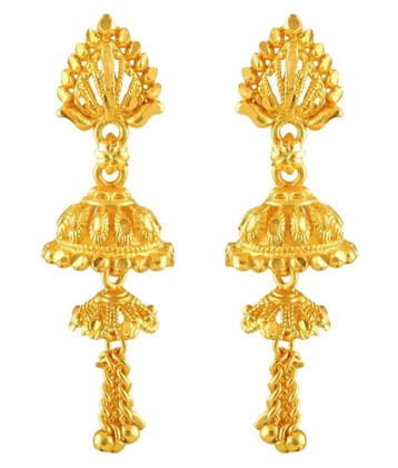 Vighnaharta Chain Drop Gold Plated Screw back alloy Jhumki Earring for Women and Girls  {VFJ1426ERG} - Golden