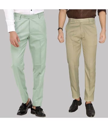 Kundan - Multicolor Cotton Blend Regular - Fit Men's Formal Pants ( Pack of 2 )