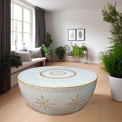 Wooden Painted Drum Coffee Table | Side Table