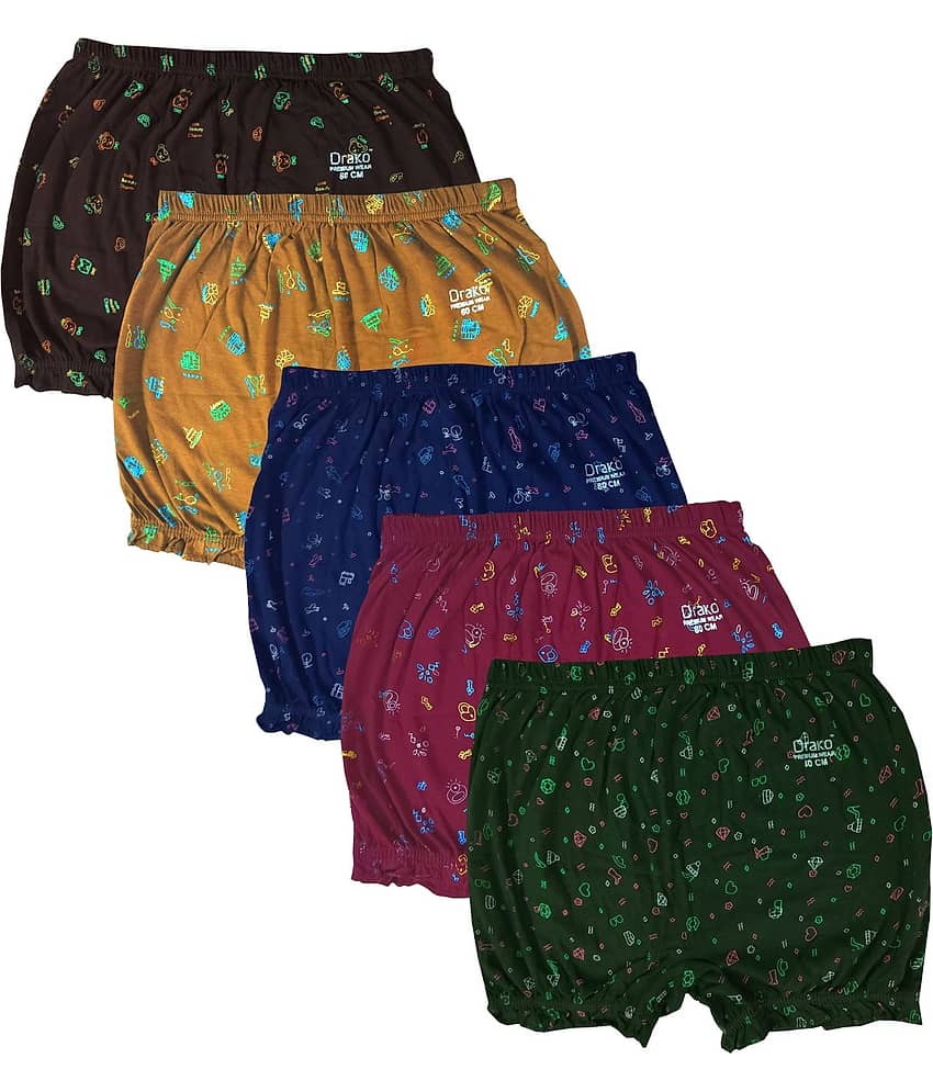 Drako Pack of 5 Cotton Bloomers For Girls ( Multicolor )