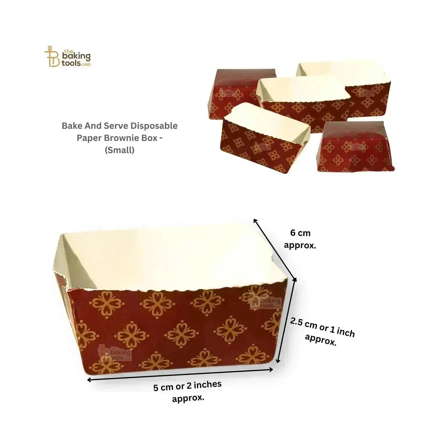 Bake And Serve Disposable Paper Brownie Box - Square (Small)-50 Pcs