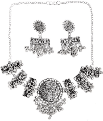 PUJVI - Silver Alloy Necklace Set ( Pack of 1 )