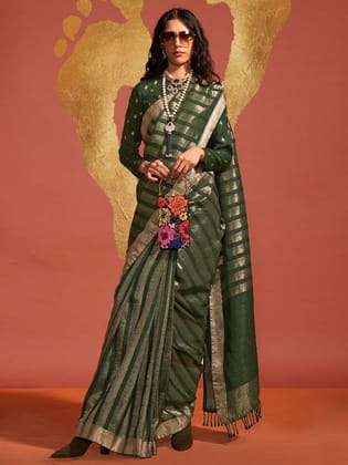 Lim Green Banarasi Silk Saree with Pretty Blouse
