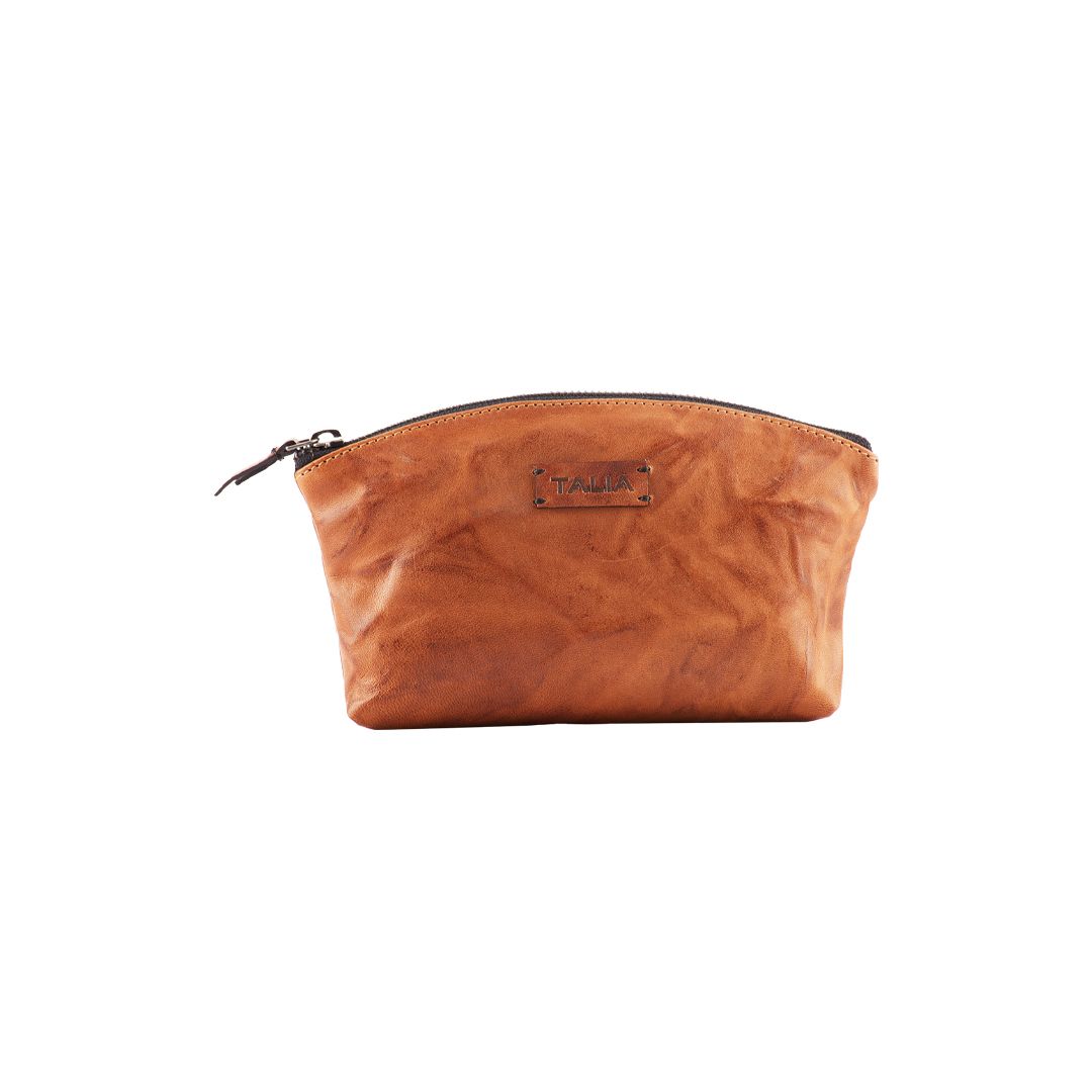Talia  A Multi Utility Top Zippered Genuine Leather Pouch.