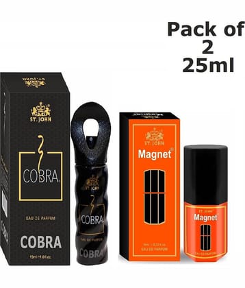 St. John Cobra 15ml & Magnet 10ml Long Lasting Pocket Perfume for Men 25 ml ( Pack of 2 )