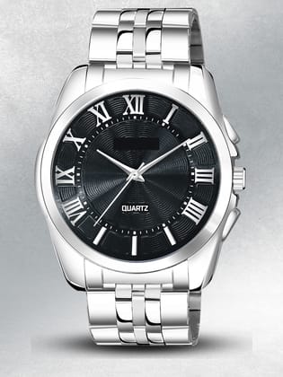 Black 3D Roman Stainless Steel Analog Watch for Men LR125