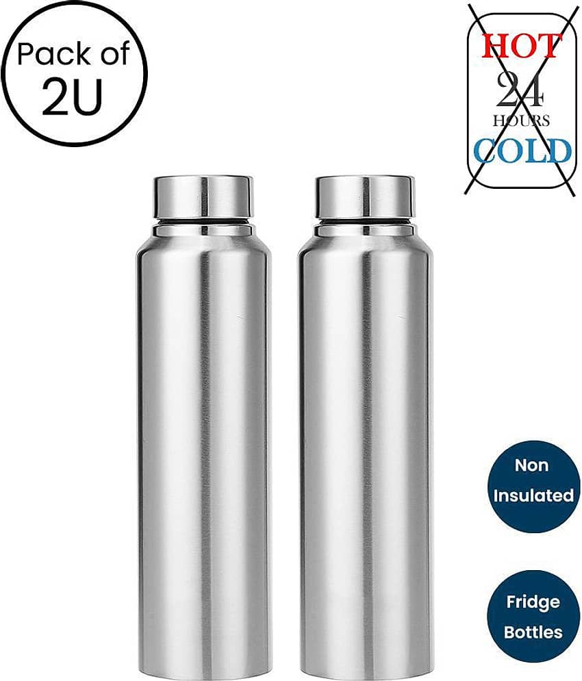 Dynore - Fridge Bottle 500 ml Silver Fridge Water Bottle 500 mL ( Set of 2 )