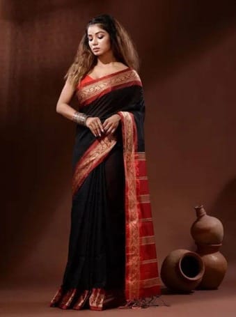 Handloom Naksha Border Cotton Silk Saree