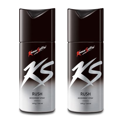 KAMA SUTRA Kamasutra Ks Rush Deodorant Body Spray For Men Pack Of 2, 300 Ml