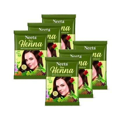 Neeta Pure Henna Powder for Hair with 9 Natural Herbs 50gm Pack of 6, 100% Natural Henna Mehndi for Natural Looking Hair Neeta Pure Henna Powder for Hair with 9 Natural Herbs 50gm Pack of 6, 100% Natural Henna Mehndi for Natural Looking Hair
