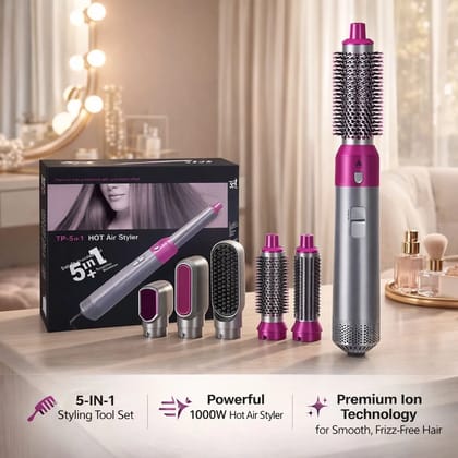 5-in-1 Hot Air Styler Hair Dryer Brush Set | Multifunction Hair Styling Tool for Drying, Curling, Straightening & Volumizing 5-in-1 Hot Air Styler Hair Dryer Brush Set | Multifunction Hair Styling Tool for Drying, Curling, Straightening & Volumizing