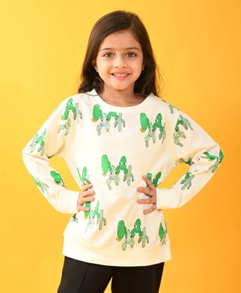 CACTUS TERRY GIRLS SWEATSHIRT - WHITE-0-6 MONTHS / 1N / WHITE
