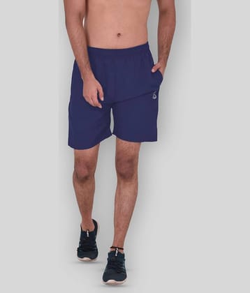 Forbro Blue Polyester Lycra Fitness Shorts