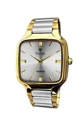 Thynk Men's Silver Dial Watch with Gold & Silver Dual-Tone Strap|Premium Analog Wristwatch Thynk Men's Silver Dial Watch with Gold & Silver Dual-Tone Strap|Premium Analog Wristwatch