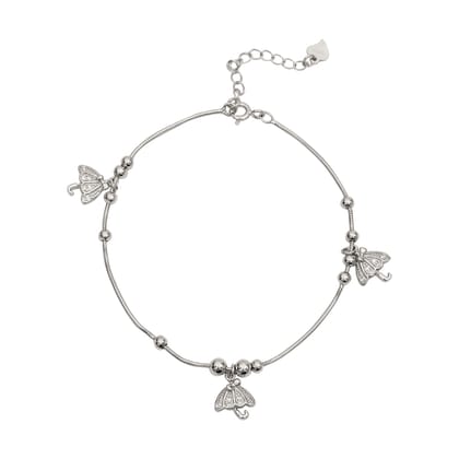 925 Sterling Silver Adjustable Bracelet with Umbrella Charms for Women & Girls