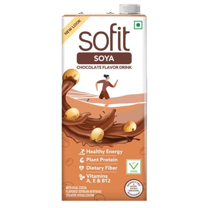 SOFIT SOYA Drink Chocolate Flavored,1 Ltr|Vegan Drink|Enriched Goodness of/ Source of Plant Protein,Dietary Fibers,Vitamins & Calcium|Naturally Lactose Free|Naturally Gluten Free|Preservatives Free