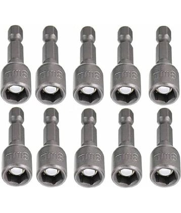 Chrome Vanadium Steel Hex Magnetic Power 8Mm 5/16 Socket Adapter Drill Bit|Nut Driver Set 1/4 Inch Hex For Power Tools, 10-Piece