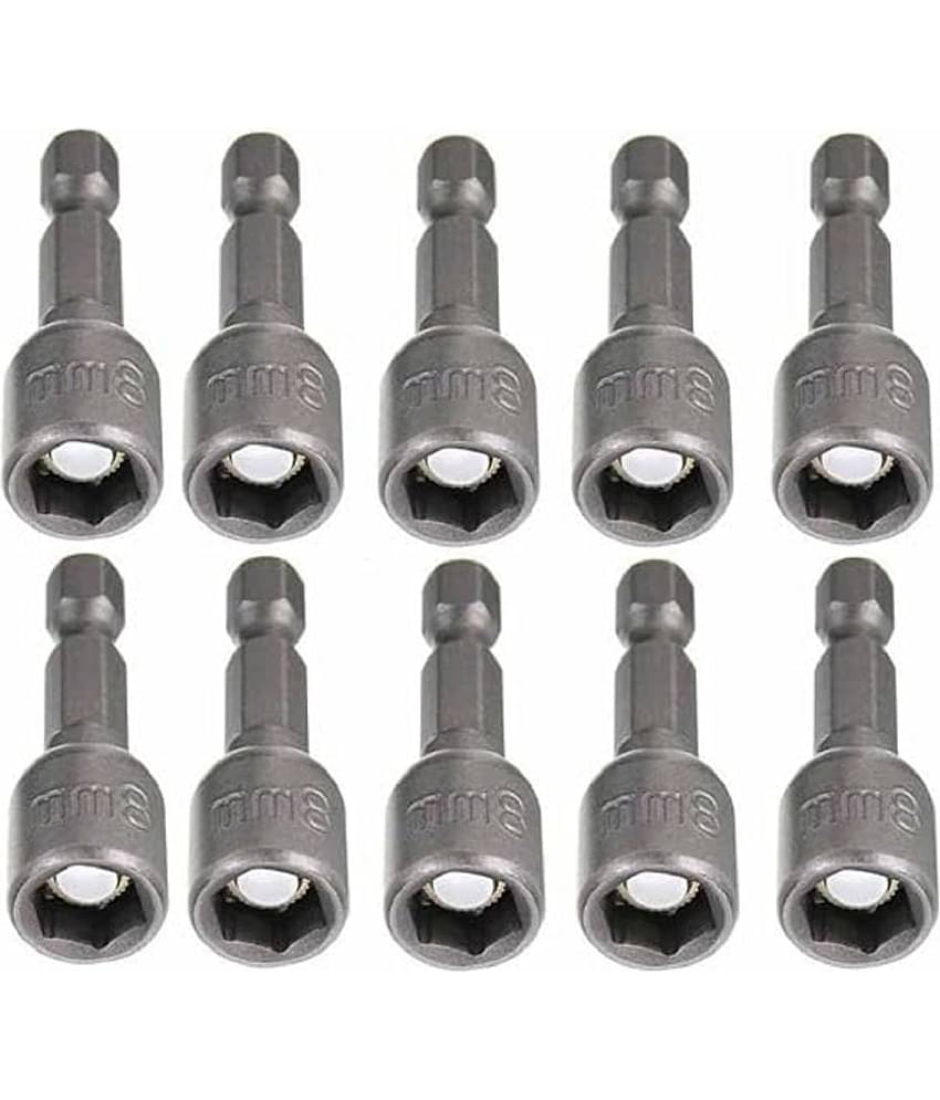 Chrome Vanadium Steel Hex Magnetic Power 8Mm 5/16 Socket Adapter Drill Bit|Nut Driver Set 1/4 Inch Hex For Power Tools, 10-Piece
