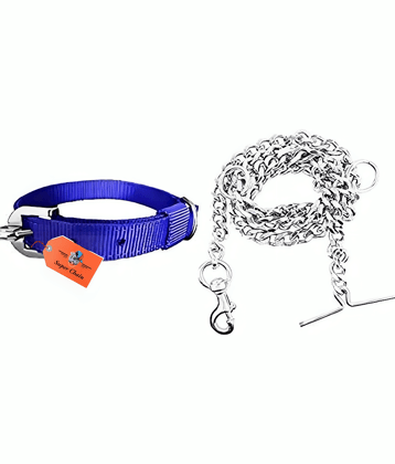 super chain - Blue Combo (Collar Belt and Leash) ( Small )