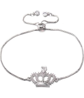 ZIVOM® Princess Crown Cubic Zirconia American Diamond Ball Slider Expandable Adjustable Tennis Bracelet Women Girls