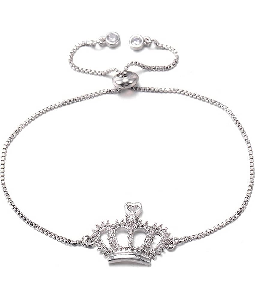 ZIVOM® Princess Crown Cubic Zirconia American Diamond Ball Slider Expandable Adjustable Tennis Bracelet Women Girls
