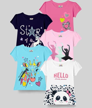 Kuchipoo Pack of 5 Girls Cotton Blend T-Shirt ( Multicolor2 )