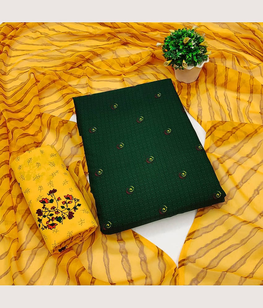 Kashvi Unstitched Crepe Printed Dress Material - Green ( Pack of 1 )