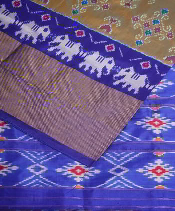 Multicolor navy blue handwoven pochampally ikat silk saree Multicolor navy blue handwoven pochampally ikat silk saree