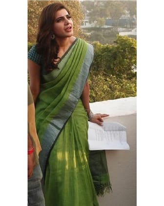 PURE LINEN GREEN COLOR SAREE