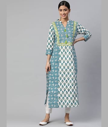 SVARCHI - Green Cotton Women's Straight Kurti ( Pack of 1 )