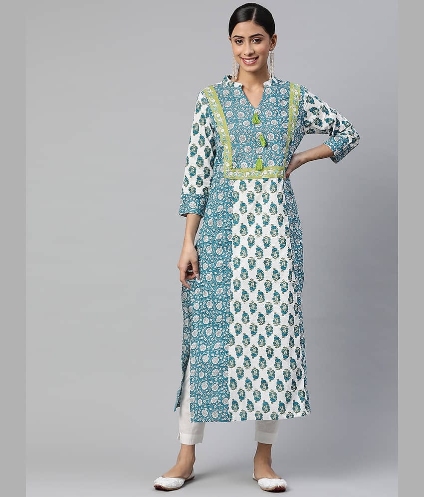 SVARCHI - Green Cotton Women's Straight Kurti ( Pack of 1 )