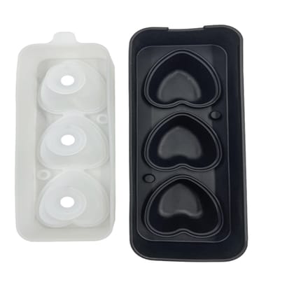 NATURALLY YOURS Silicone 3 Cavity Heart Shape ICE Ball Tray 135 X 35 X 41 MM