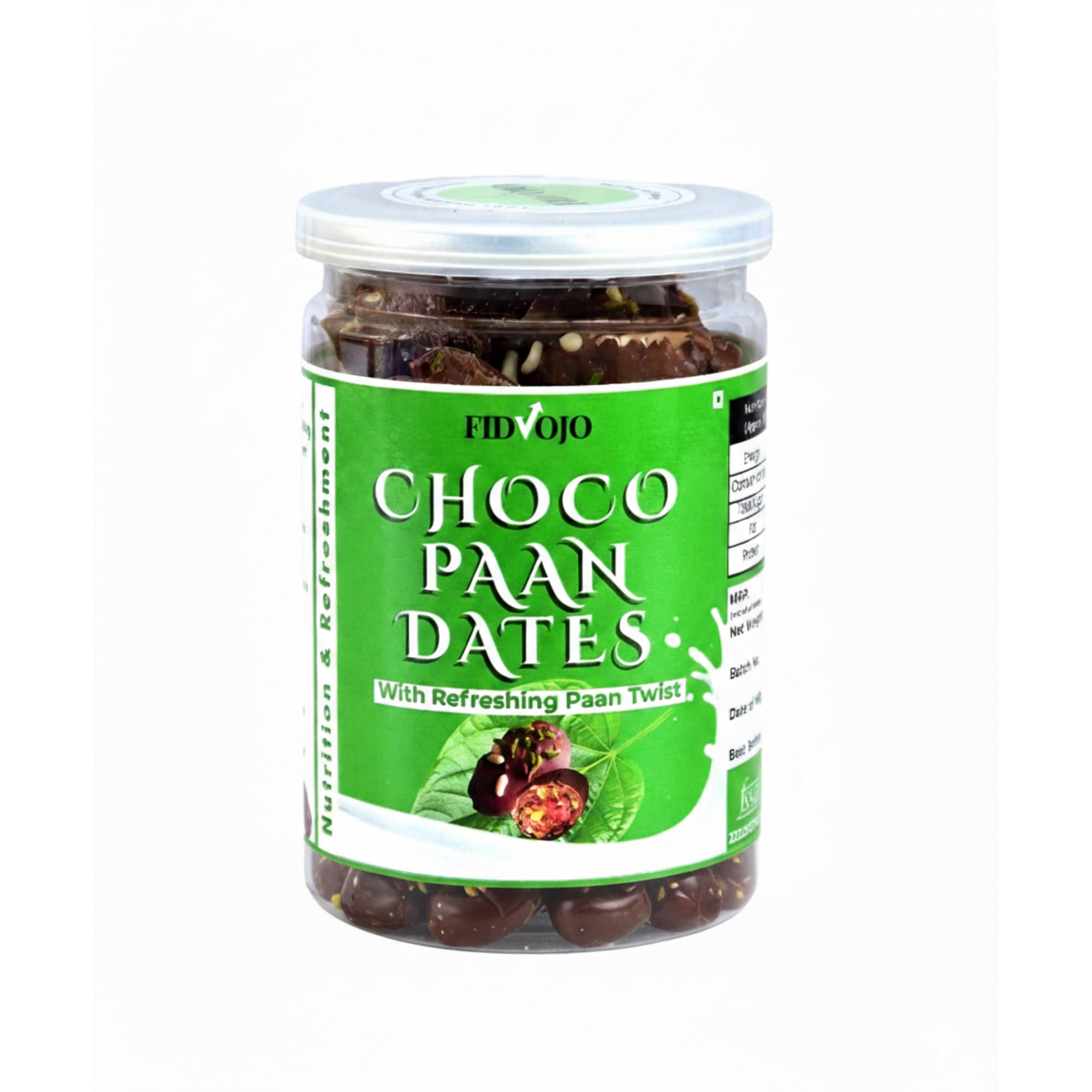 FIDVOJO Luxury Choco Paan Stuffed Dates � Banarasi Paan Filled Premium Dates with Dark Chocolate Coated | Guilt-Free Healthy Mithai & After-Meal Mukhwas (Refreshing Mouth Freshener) | 250g