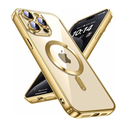 Vaku ® Apple iPhone 15 Pro Max Luxury Electroplated Magnetic Magsafe Camera Protection TPU Back Cover Case Vaku ® Apple iPhone 15 Pro Max Luxury Electroplated Magnetic Magsafe Camera Protection TPU Back Cover Case